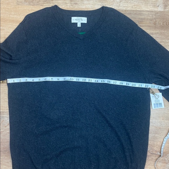 Hawker Rye New with Tags Cotton Cashmere V-Neck Charcoal Men’s Large Sweater - Picture 6 of 9
